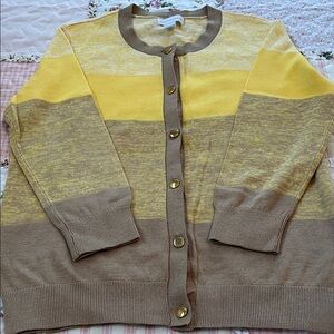 Charter Club Yellow and Tan Cardigan Sweater